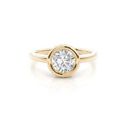 Full Bezel Setting Round Moissanite Side Stone Engagement Ring