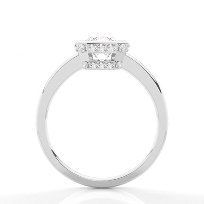 Full Bezel Setting Round Diamond Side Stone Engagement Ring