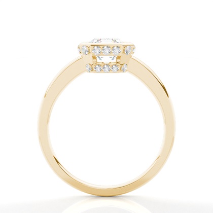 Full Bezel Setting Round Diamond Side Stone Engagement Ring