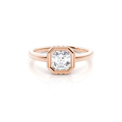 Full Bezel Setting Round Diamond Side Stone Engagement Ring
