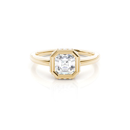 Asscher Yellow Gold Womens Diamond Engagement Rings