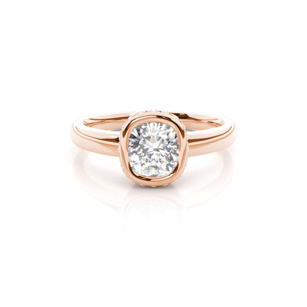 Full Bezel Setting Round Diamond Side Stone Engagement Ring