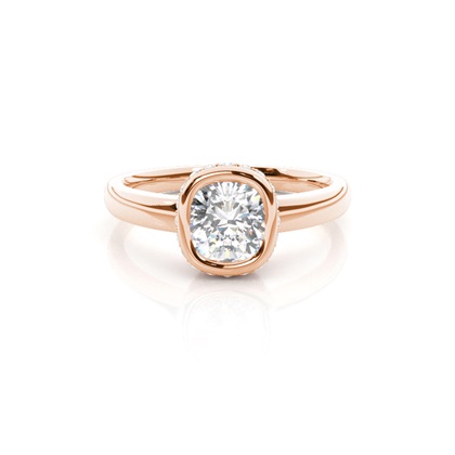 Full Bezel Setting Round Diamond Side Stone Engagement Ring