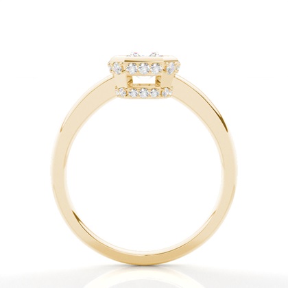 Full Bezel Setting Round Diamond Side Stone Engagement Ring