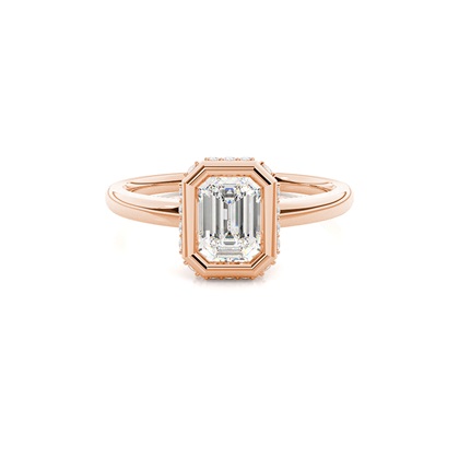 Full Bezel Setting Round Diamond Side Stone Engagement Ring