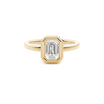 Full Bezel Setting Round Diamond Side Stone Engagement Ring