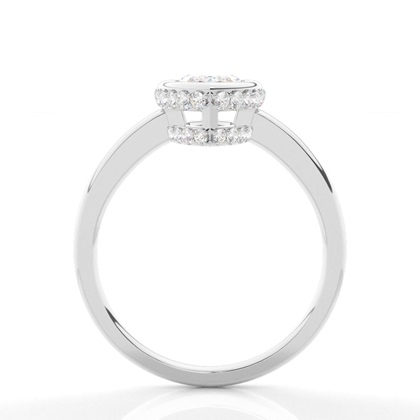 Full Bezel Setting Round Diamond Side Stone Engagement Ring