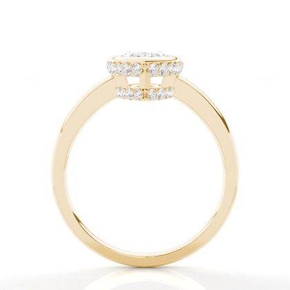 Full Bezel Setting Round Diamond Side Stone Engagement Ring