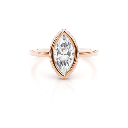 Full Bezel Setting Round Diamond Side Stone Engagement Ring