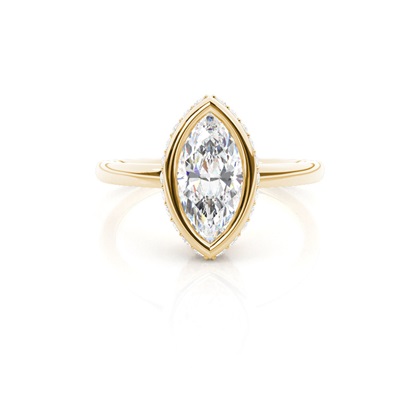Full Bezel Setting Round Diamond Side Stone Engagement Ring