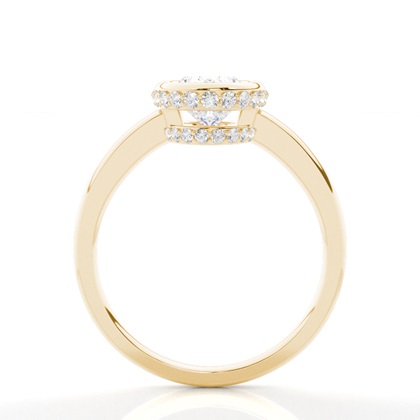 Full Bezel Setting Round Diamond Side Stone Engagement Ring