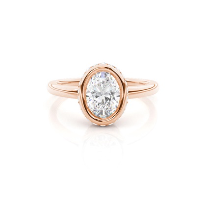 Full Bezel Setting Round Diamond Side Stone Engagement Ring