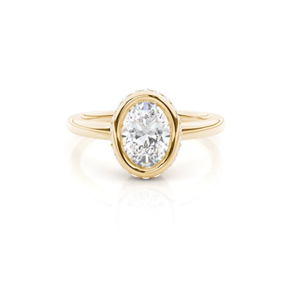 Full Bezel Setting Round Diamond Side Stone Engagement Ring