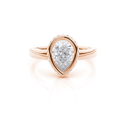Full Bezel Setting Round Moissanite Side Stone Engagement Ring
