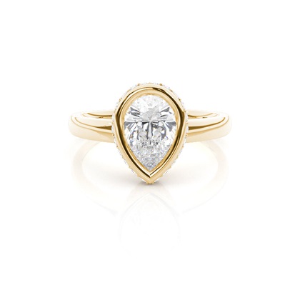 Pear Yellow Gold Womens Diamond Engagement Rings
