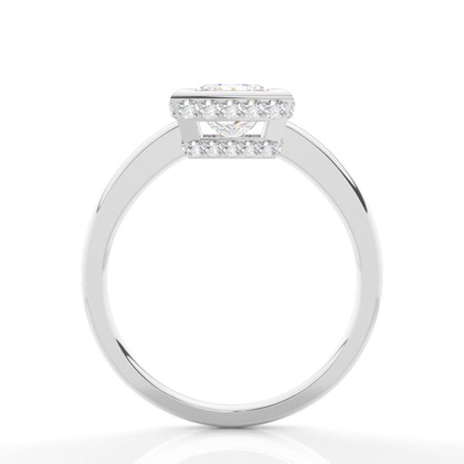 Full Bezel Setting Round Diamond Side Stone Engagement Ring