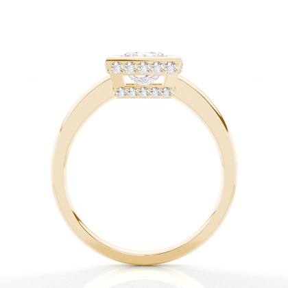 Full Bezel Setting Round Diamond Side Stone Engagement Ring