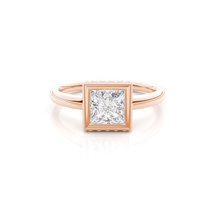 Full Bezel Setting Round Diamond Side Stone Engagement Ring
