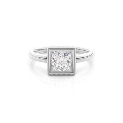 Full Bezel Setting Round Diamond Side Stone Engagement Ring