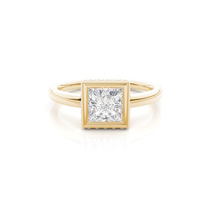 Full Bezel Setting Round Diamond Side Stone Engagement Ring