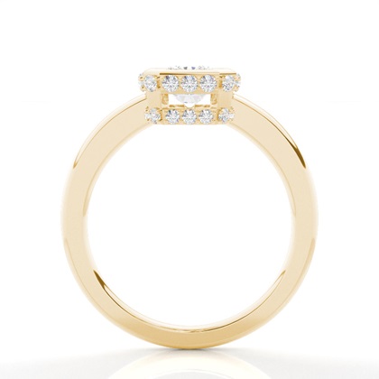 Full Bezel Setting Round Diamond Side Stone Engagement Ring