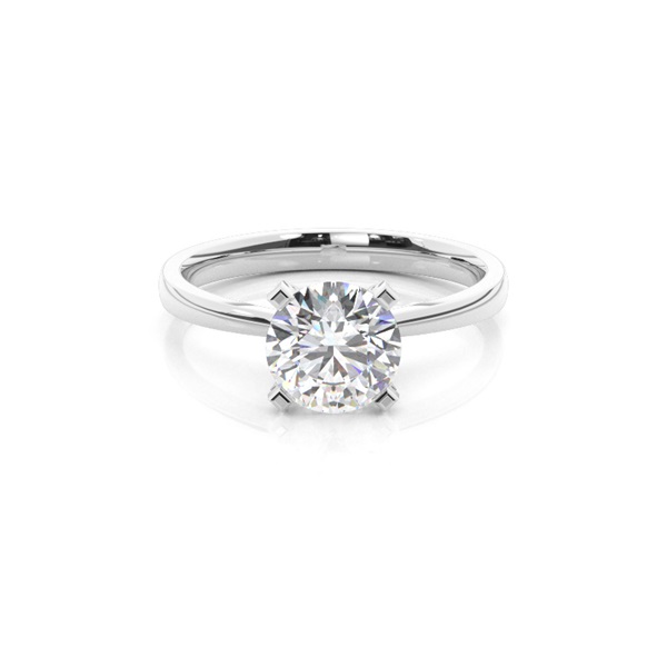 4 Prong Setting Round Diamond Side Stone Engagement Ring