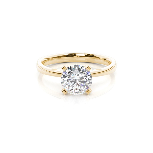 4 Prong Setting Round Diamond Side Stone Engagement Ring
