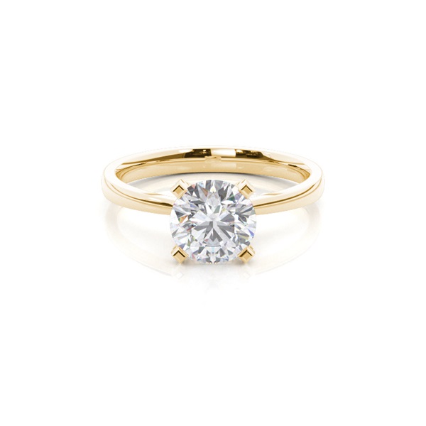 4 Prong Setting Round Moissanite Side Stone Engagement Ring