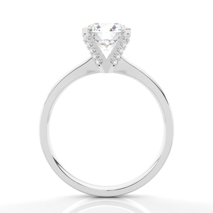 4 Prong Setting Round Diamond Side Stone Engagement Ring