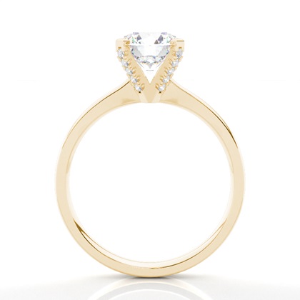 4 Prong Setting Round Diamond Side Stone Engagement Ring