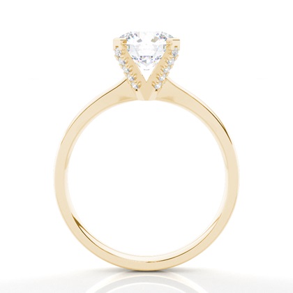 Verlobungsring Mit 4 Krappen In Runder Moissanit-Seitensteinfassung