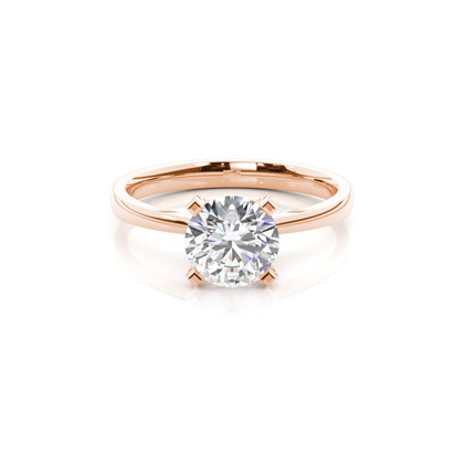 4 Prong Setting Round Diamond Side Stone Engagement Ring