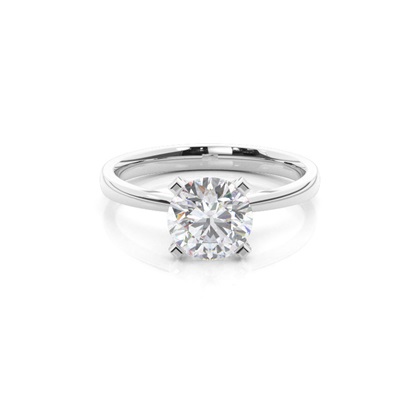 4 Prong Setting Round Moissanite Side Stone Engagement Ring
