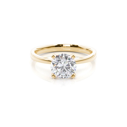 4 Prong Setting Round Moissanite Side Stone Engagement Ring