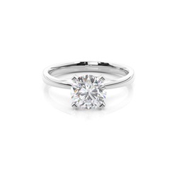 4 Prong Setting Round Moissanite Side Stone Engagement Ring