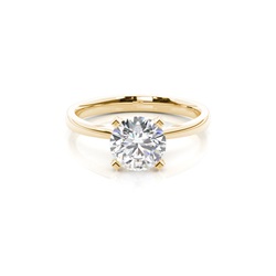 4 Prong Setting Round Diamond Side Stone Engagement Ring