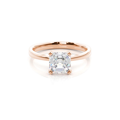 Asscher Rose Gold Side Stone Diamond Engagement Rings