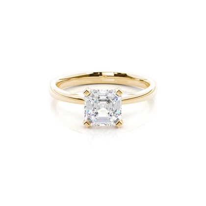 Asscher Yellow Gold Side Stone Diamond Engagement Rings