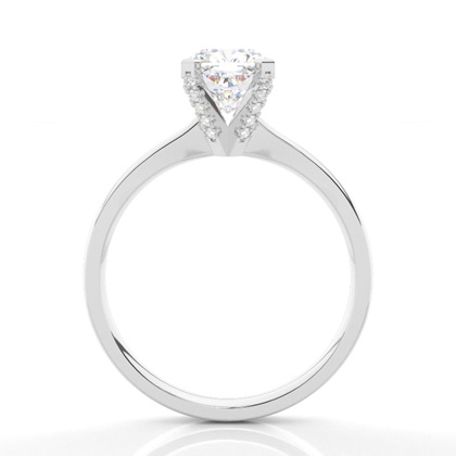 4 Prong Setting Round Diamond Side Stone Engagement Ring