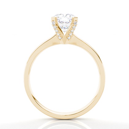 Verlobungsring Mit 4 Krappen In Runder Moissanit-Seitensteinfassung