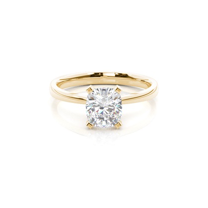 Cushion Yellow Gold Side Stone Diamond Engagement Rings