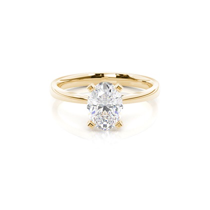 Oval Yellow Gold Side Stone Diamond Engagement Rings