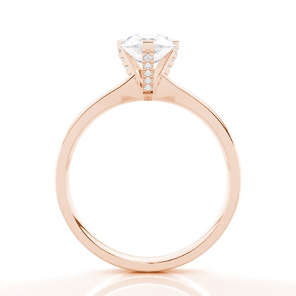 Verlobungsring Mit 4 Krappen In Runder Moissanit-Seitensteinfassung