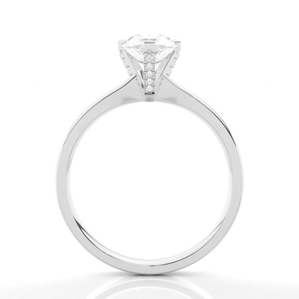 Verlobungsring Mit 4 Krappen In Runder Moissanit-Seitensteinfassung