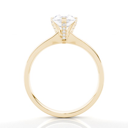 Verlobungsring Mit 4 Krappen In Runder Moissanit-Seitensteinfassung