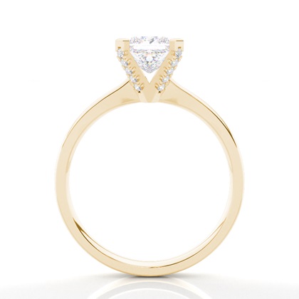 Verlobungsring Mit 4 Krappen In Runder Moissanit-Seitensteinfassung