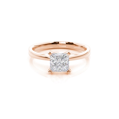 4 Prong Setting Round Moissanite Side Stone Engagement Ring