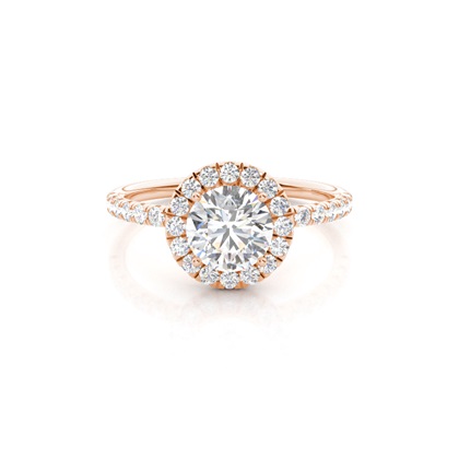 Round Rose Gold Halo Diamond Engagement Rings