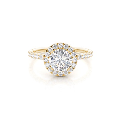 Round Yellow Gold Halo Diamond Engagement Rings