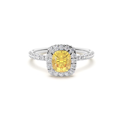 Yellow Diamond Halo Engagement Ring